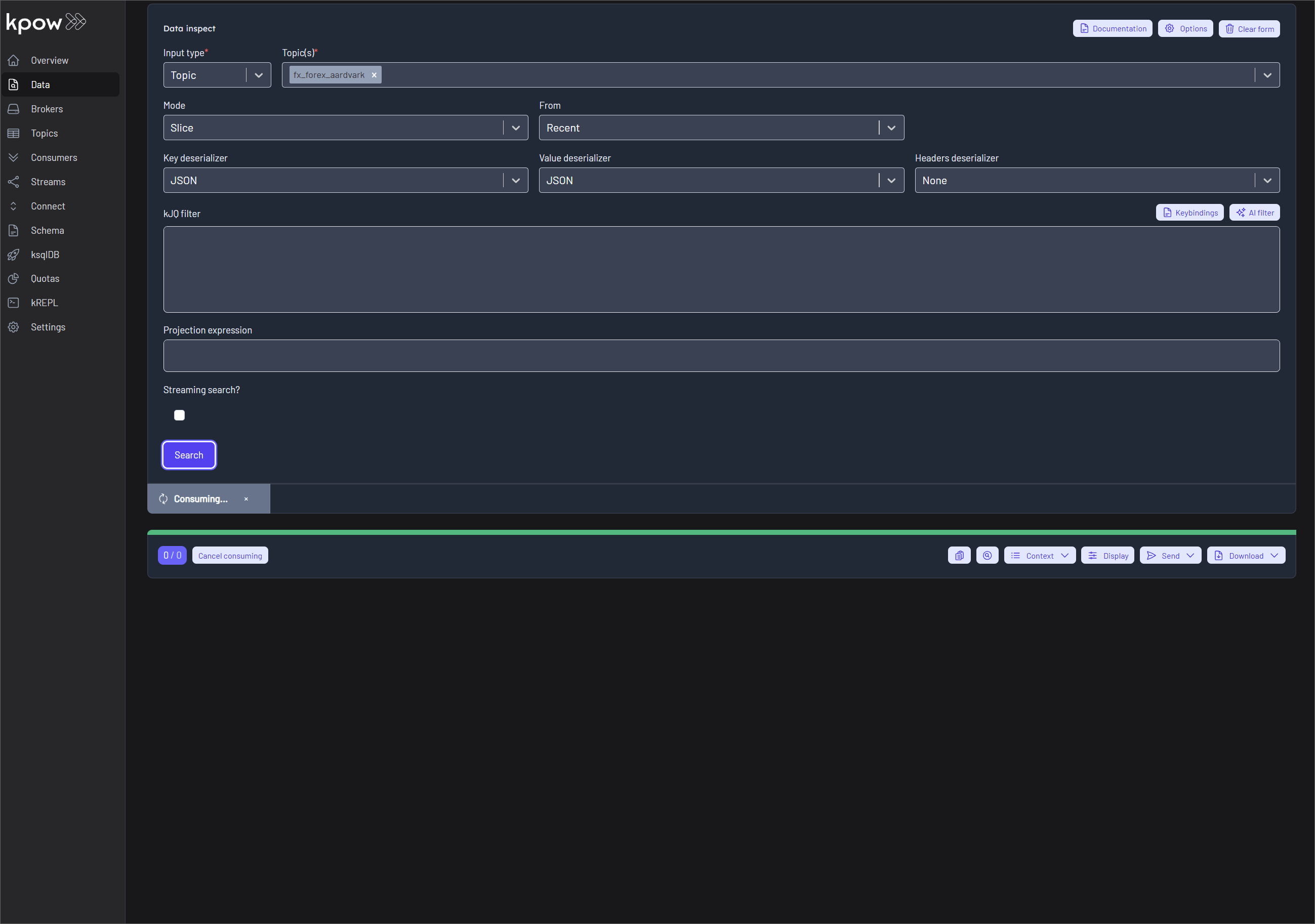 Data Inspect - Projection expressions