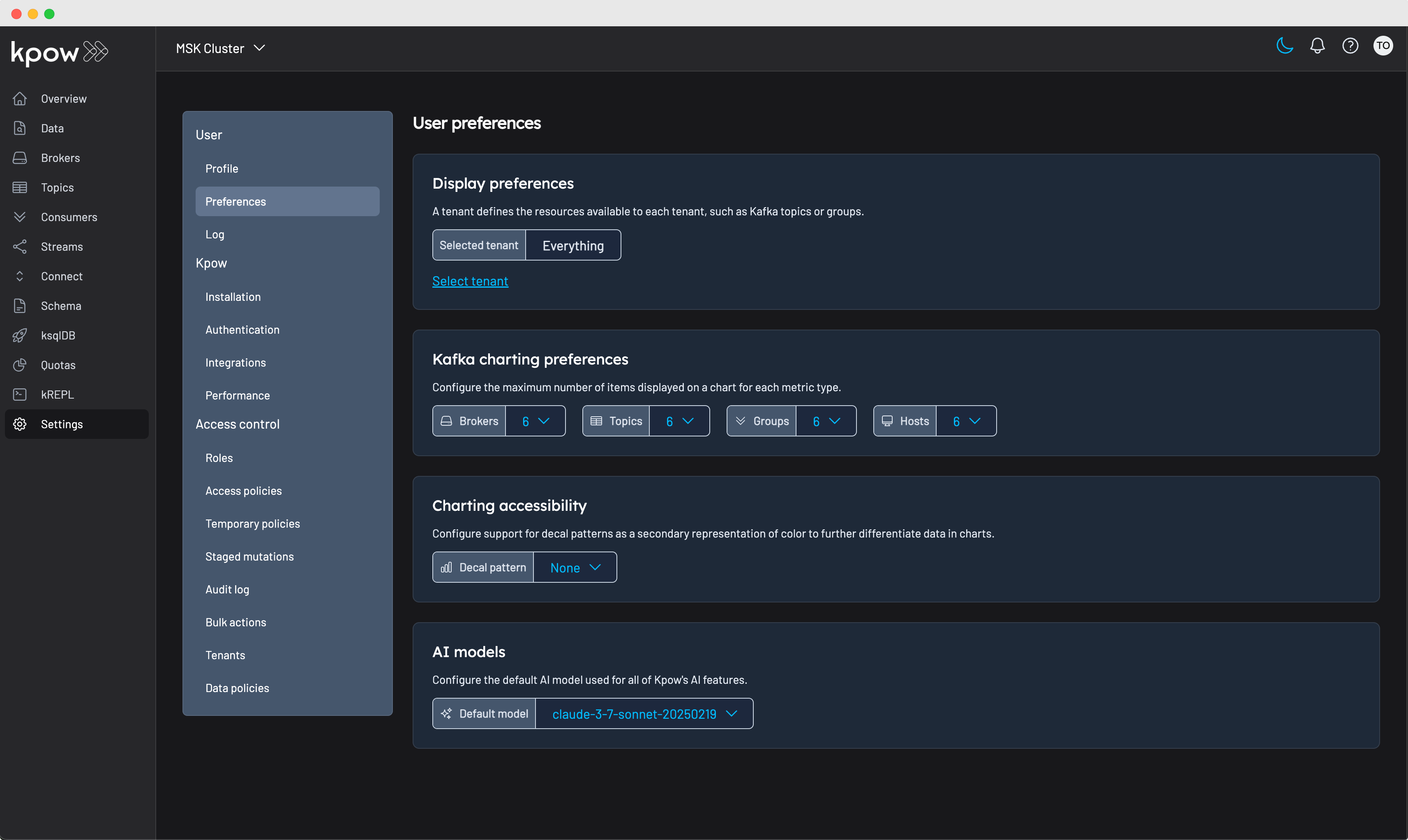 AI model preferences